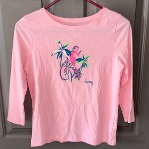 Lilly Pulitzer 3/4 Sleeve Monkey Rhinestone Tee